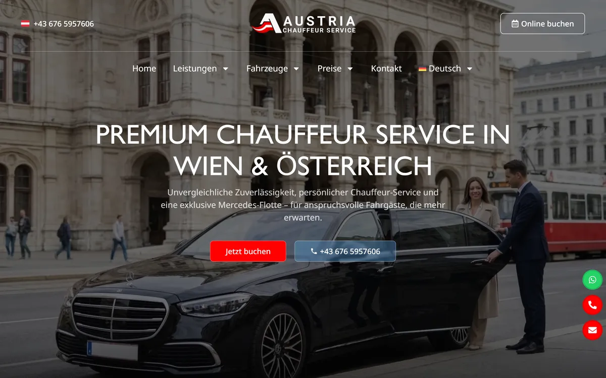 Webseite von Austria Chauffeur Service