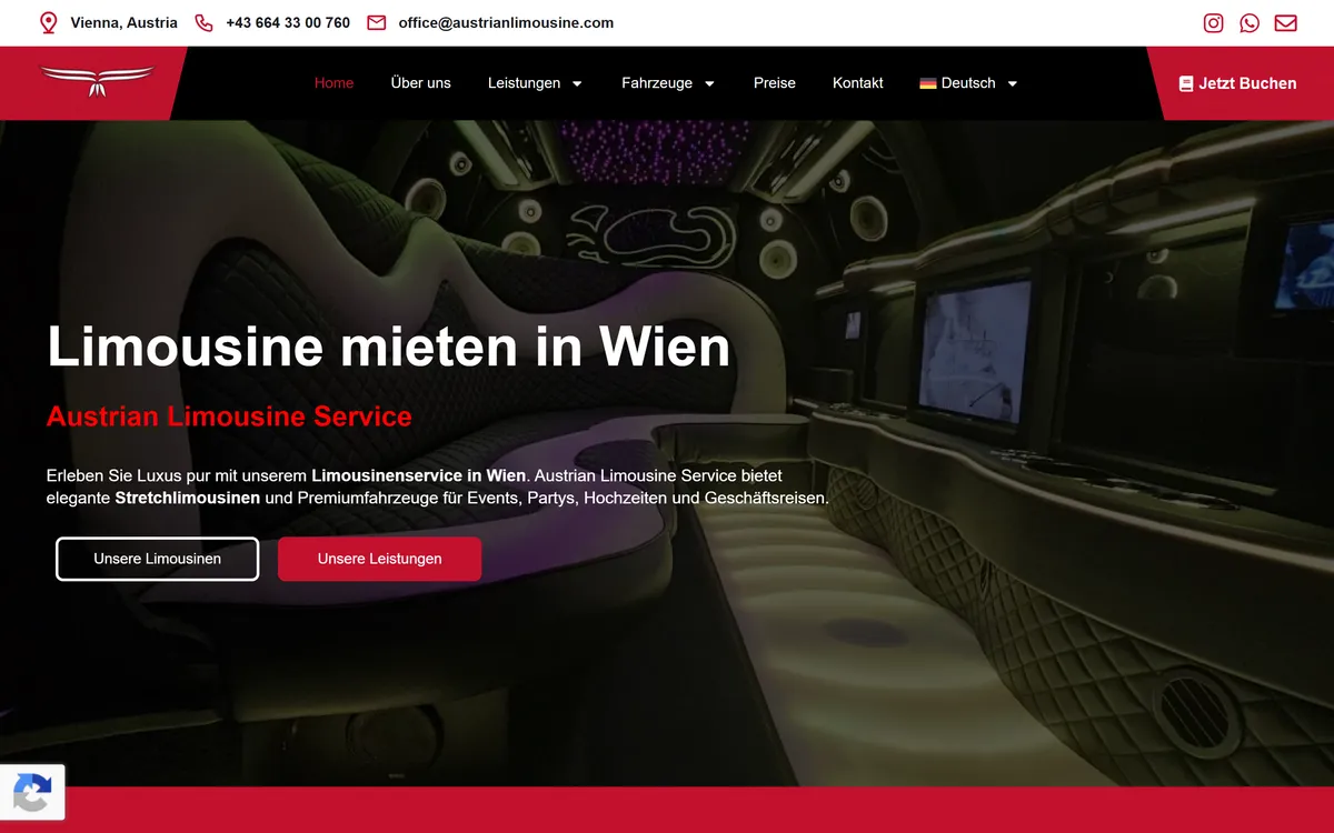 Webseite von Austrian Limousine