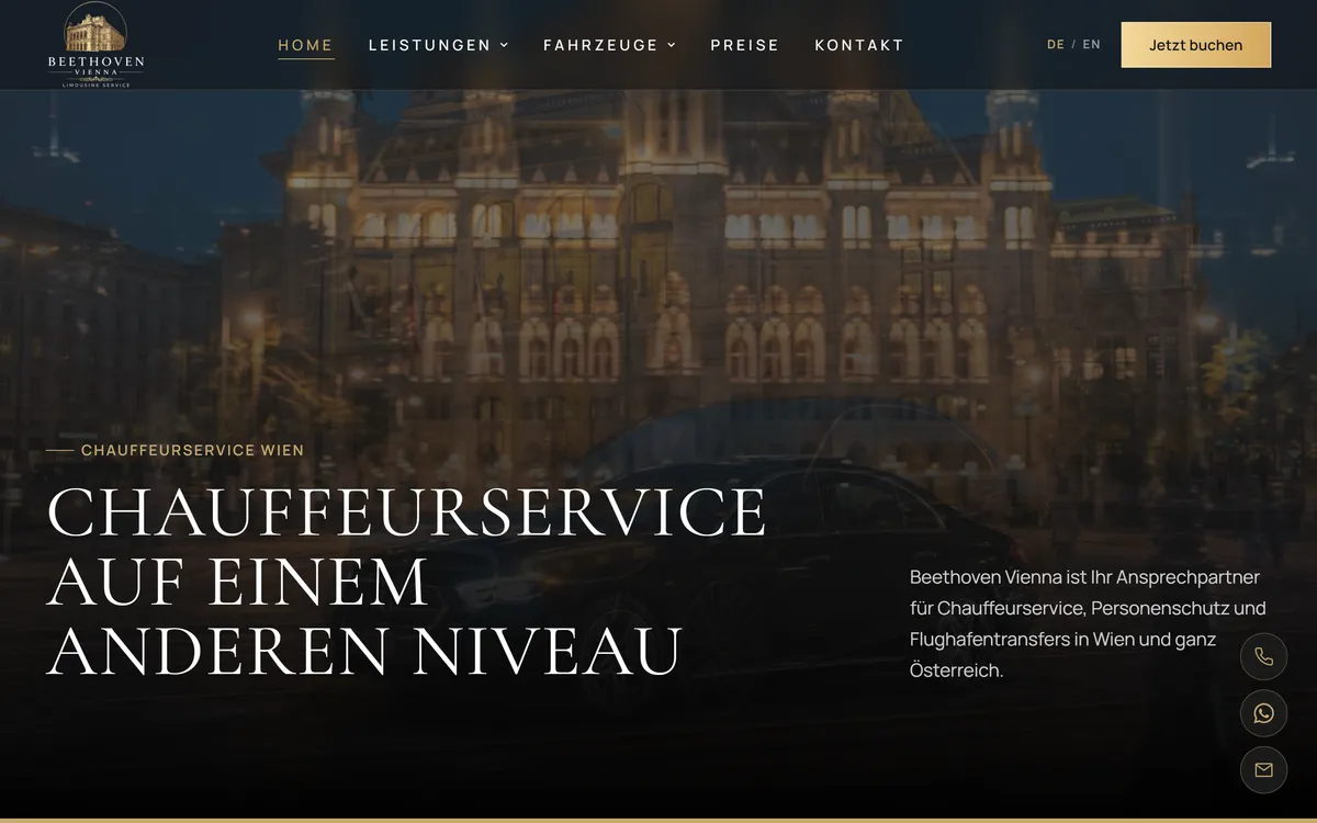 Webseite von Beethoven Limousinen Service