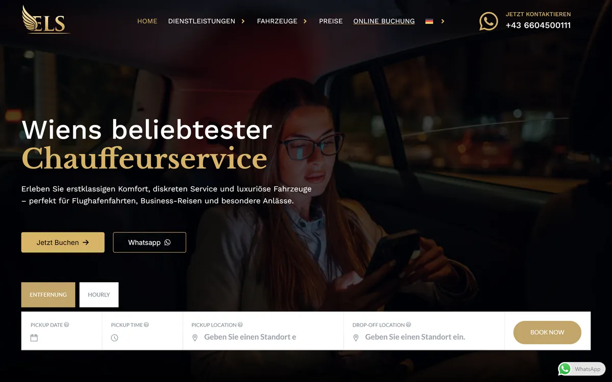 Webseite von Elite Limousinen Service
