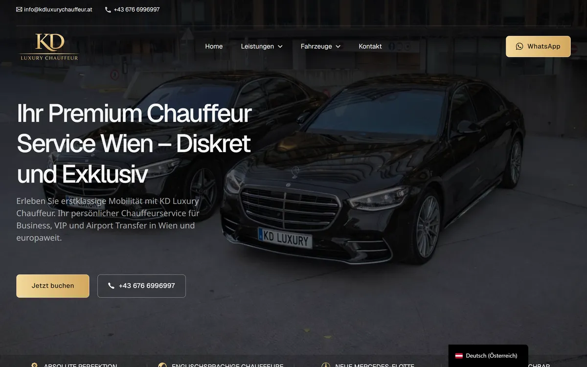 Webseite von KD Luxury Chauffeur