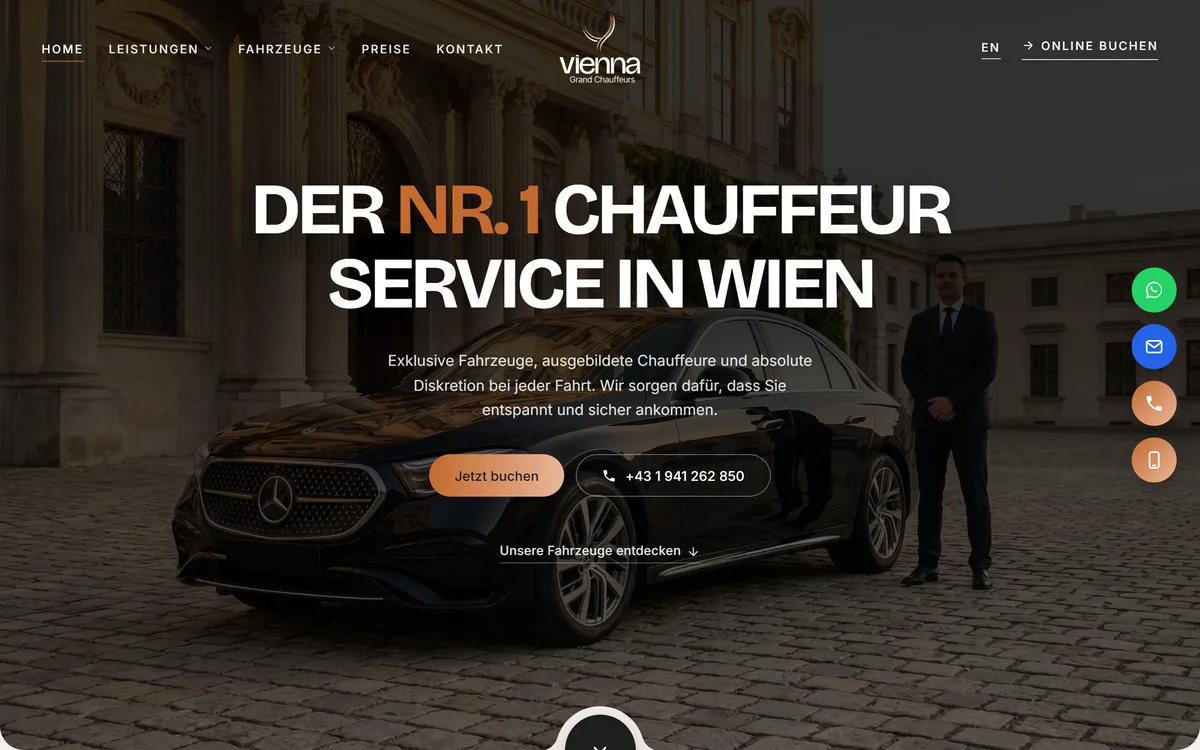 Webseite von Vienna Grand Chauffeurs