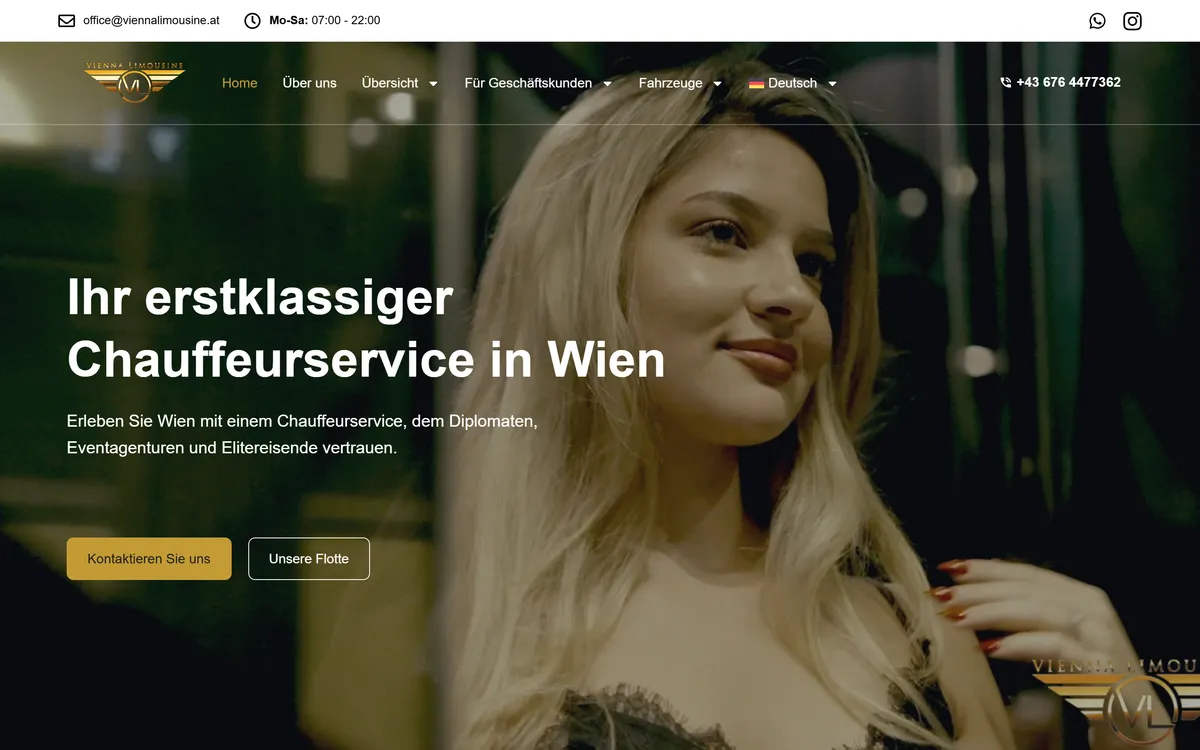 Webseite von Vienna Limousine
