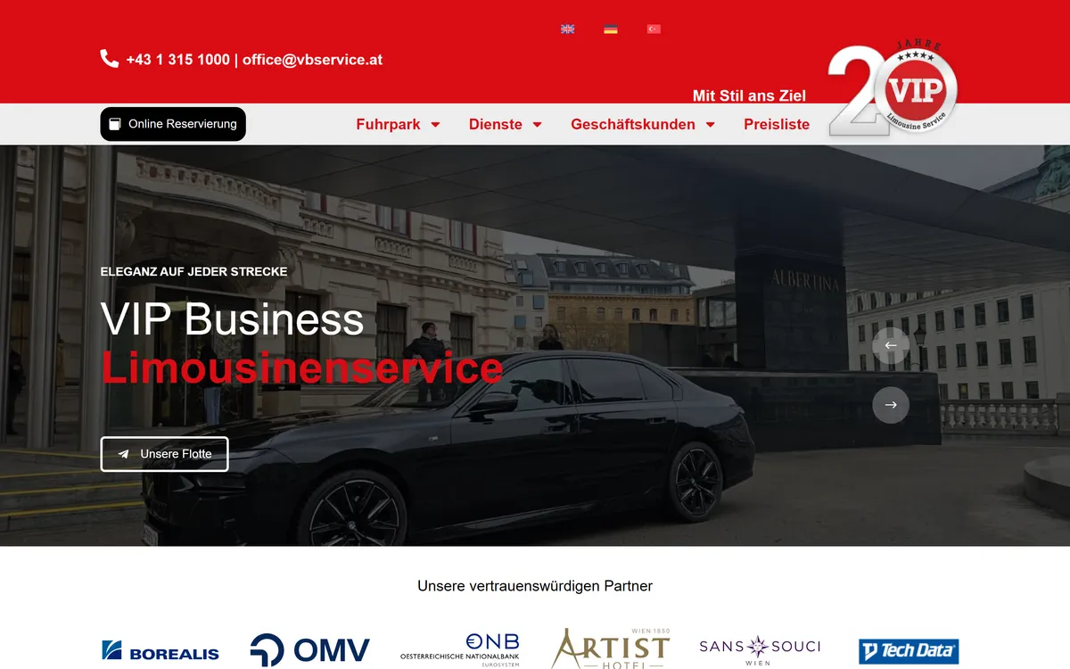 Webseite von VIP Business Service